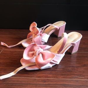 Velvet Chunky Heeled Sandals